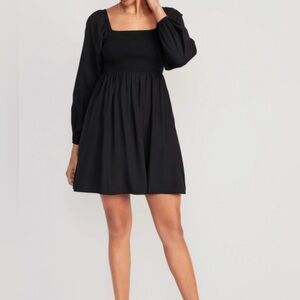 Old Navy Y2K Babydoll Dress Large Milkmaid Whimsigoth Puff Sleeve Romantic Black